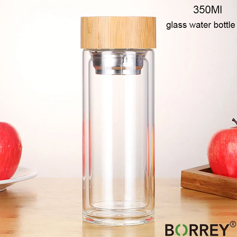 Tumbler 450Ml Glass Water Bottle Anti-scald Double Wall Tea Bottle With Infuser Filter Strainer Office Clear Drinking Bottle