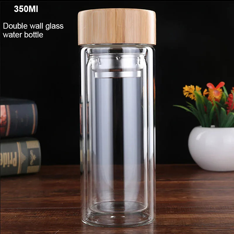 Tumbler 450Ml Glass Water Bottle Anti-scald Double Wall Tea Bottle With Infuser Filter Strainer Office Clear Drinking Bottle