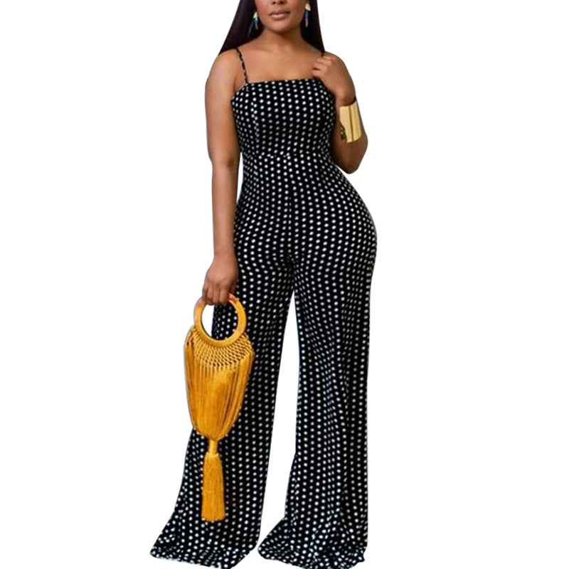 Polka Dot Beach Jumpsuit Women Skirt Sling