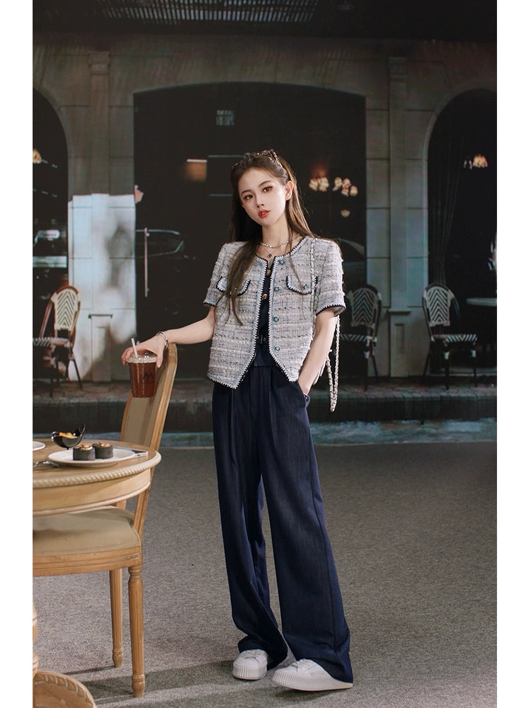 Tunt Swallow Spring and Summer Casual Pants Suit Imitation Denim