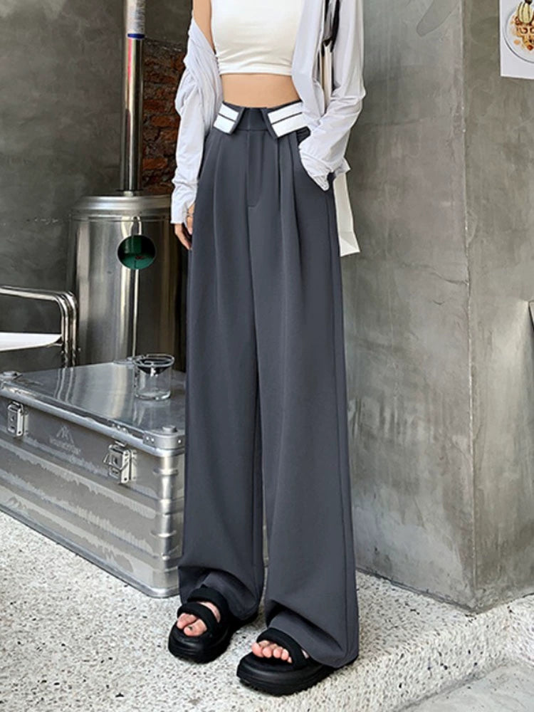 High Waist Loose Spring and Autumn Thin Slimming Straight Suit Pants