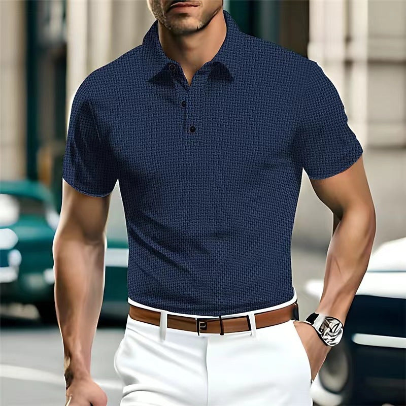 High-end Mesh Silk Short Sleeve Collar Polo Shirt