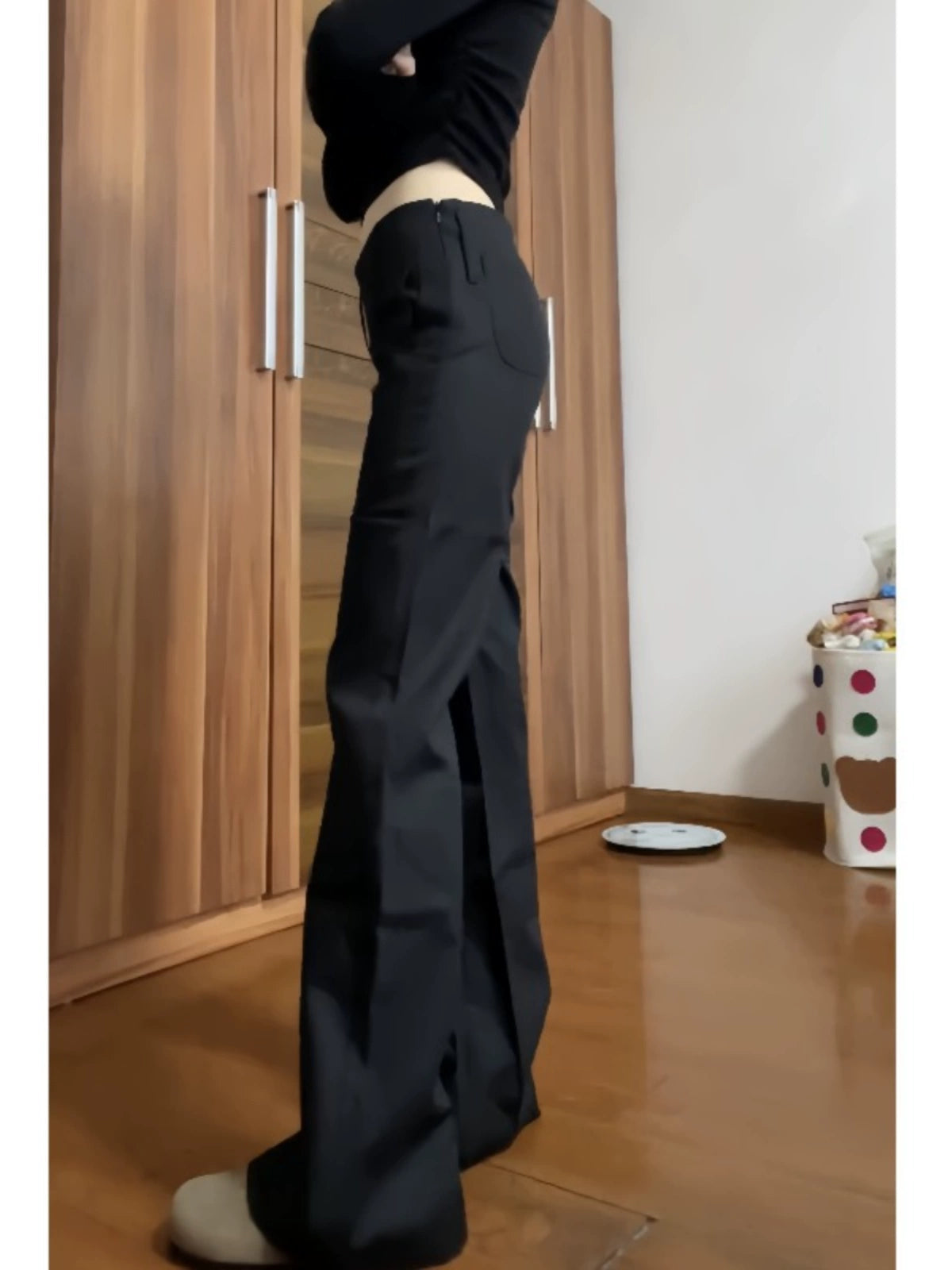 Tall Extended Version Casual Low Waist Suit Bootcut Trousers