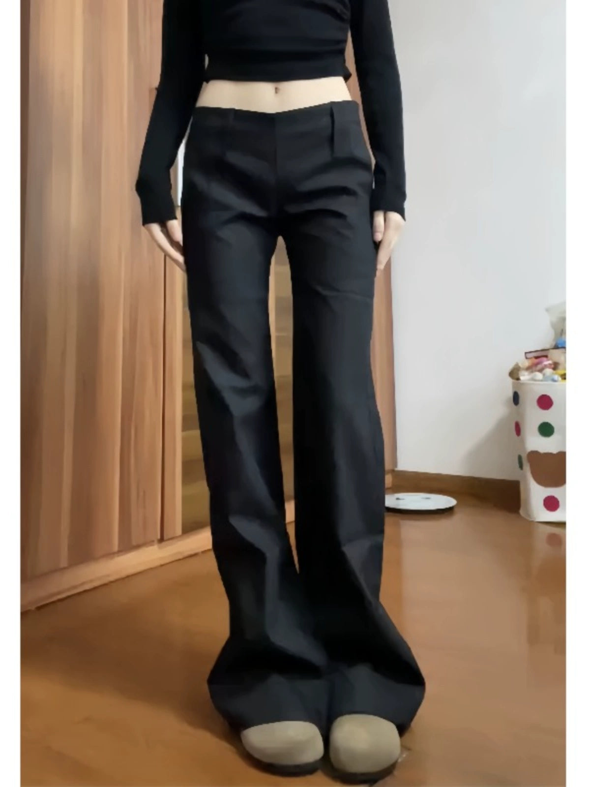 Tall Extended Version Casual Low Waist Suit Bootcut Trousers