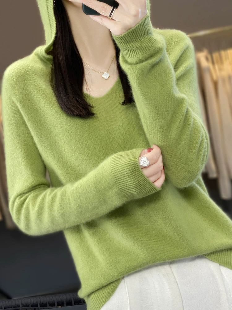 2023 Fall/Winter Hoodie Outer Wear Pure Wool Sweater