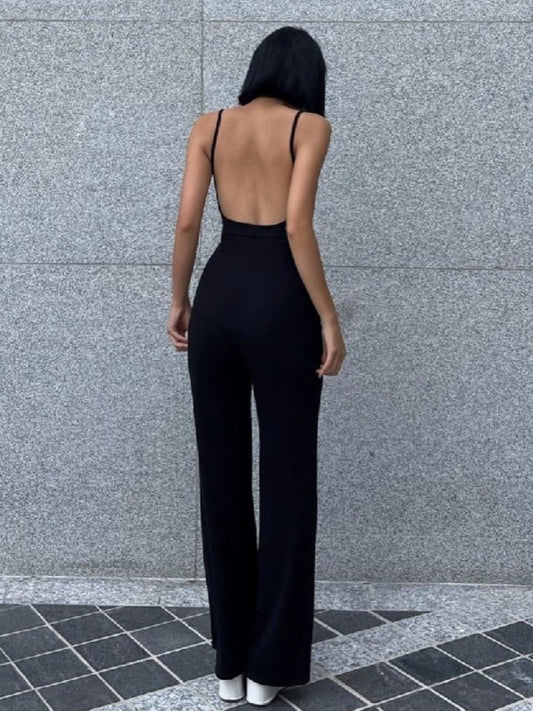 Bare Back Low-Cut Instagram Street Shot High-Waist Pants Suspenders