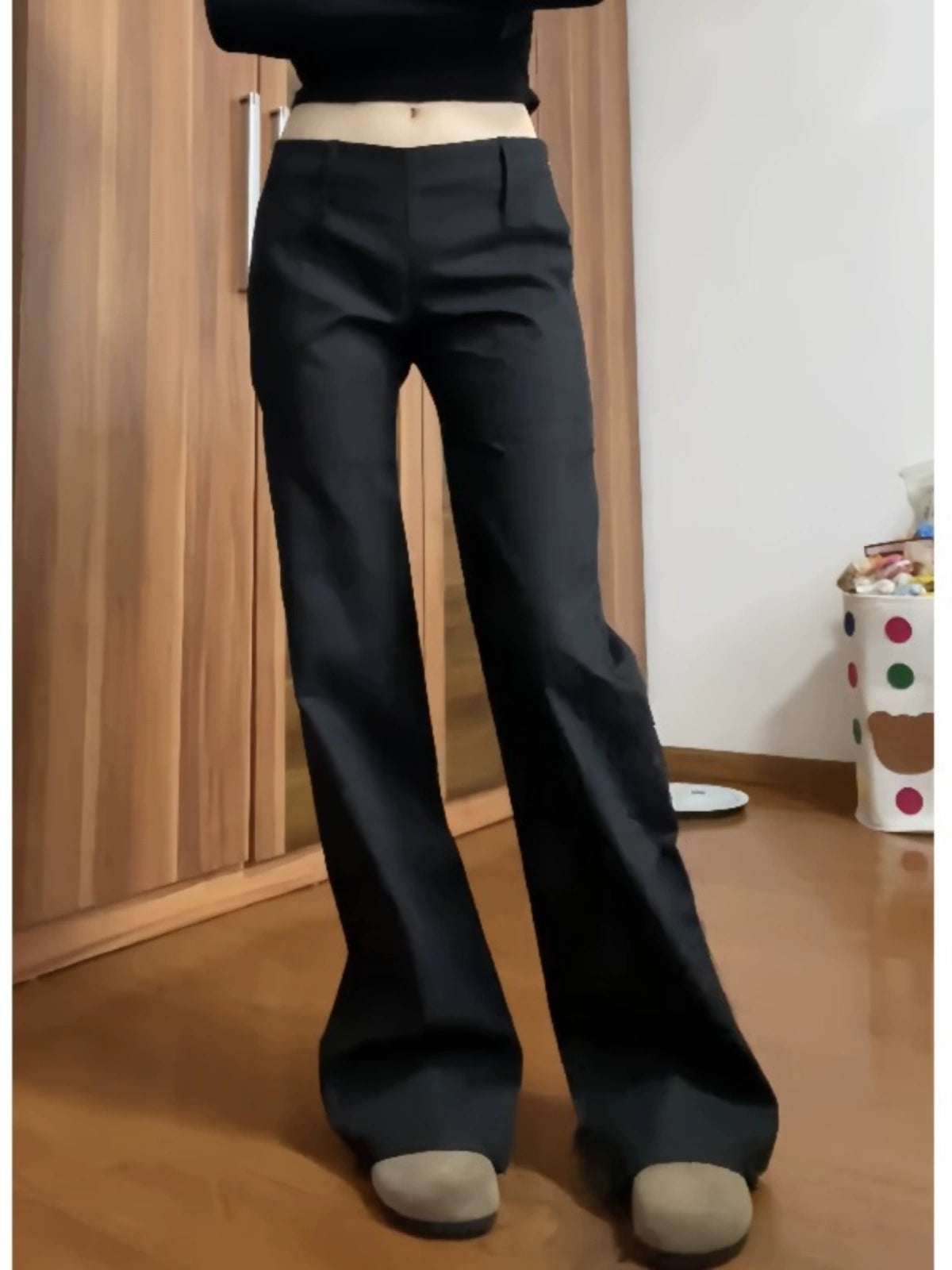 Tall Extended Version Casual Low Waist Suit Bootcut Trousers