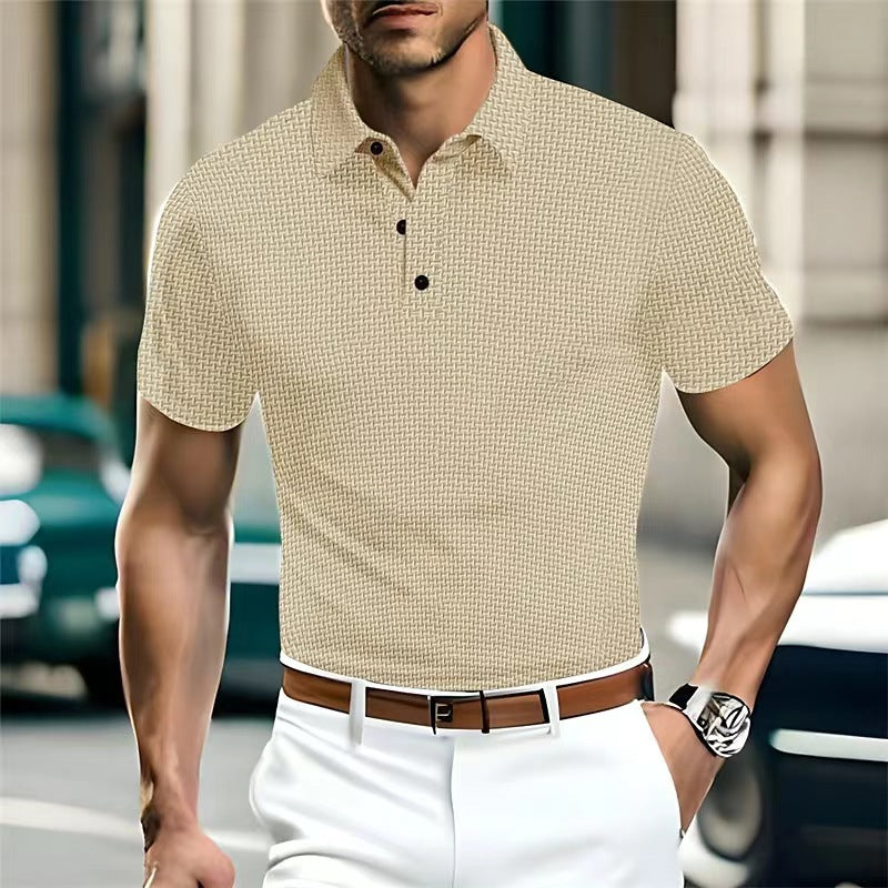 High-end Mesh Silk Short Sleeve Collar Polo Shirt