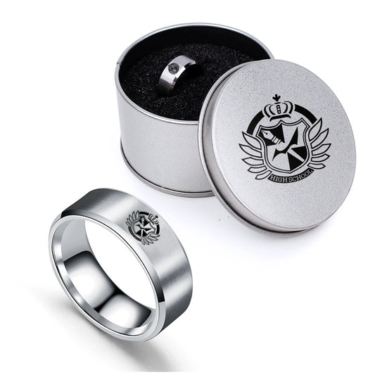 Black and White Bear Anime Cos Japanese Style Titanium Steel Ring Peripheral