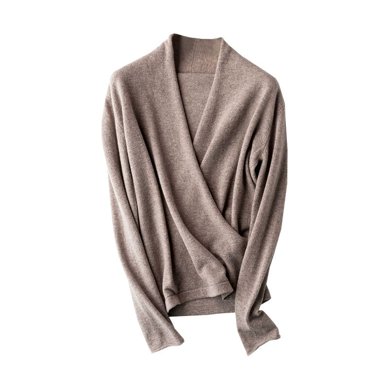 Banal Pure Wool Sweater Cross Collar Top