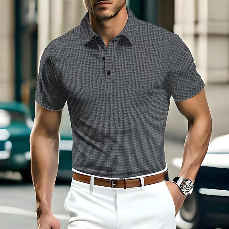 High-end Mesh Silk Short Sleeve Collar Polo Shirt