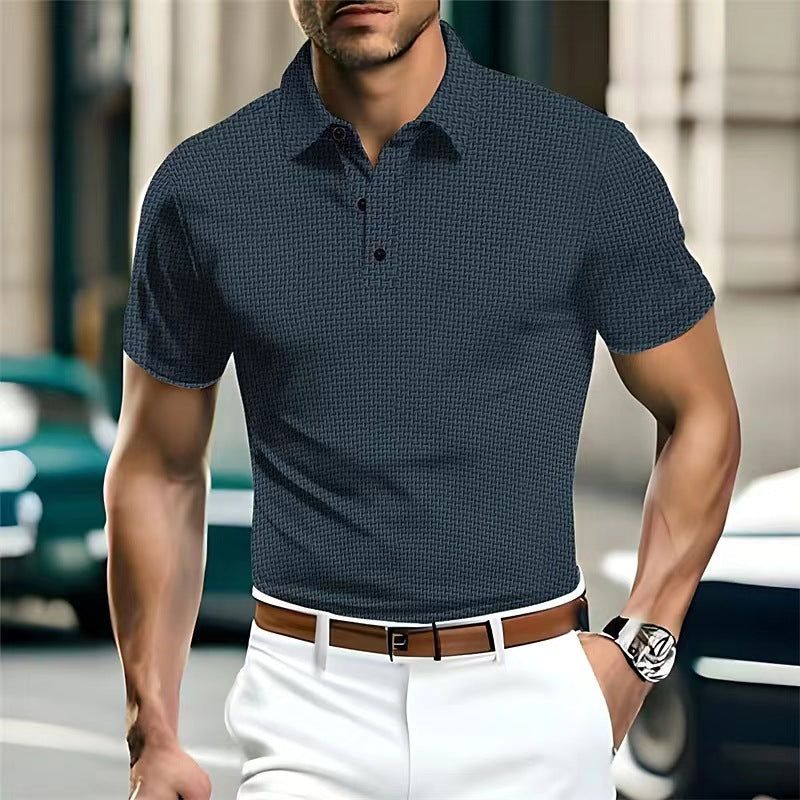 High-end Mesh Silk Short Sleeve Collar Polo Shirt