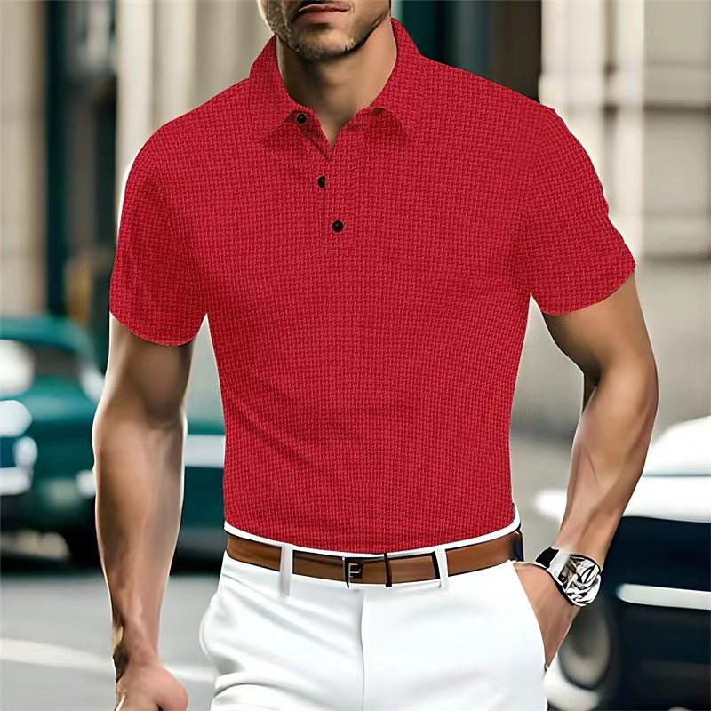 High-end Mesh Silk Short Sleeve Collar Polo Shirt