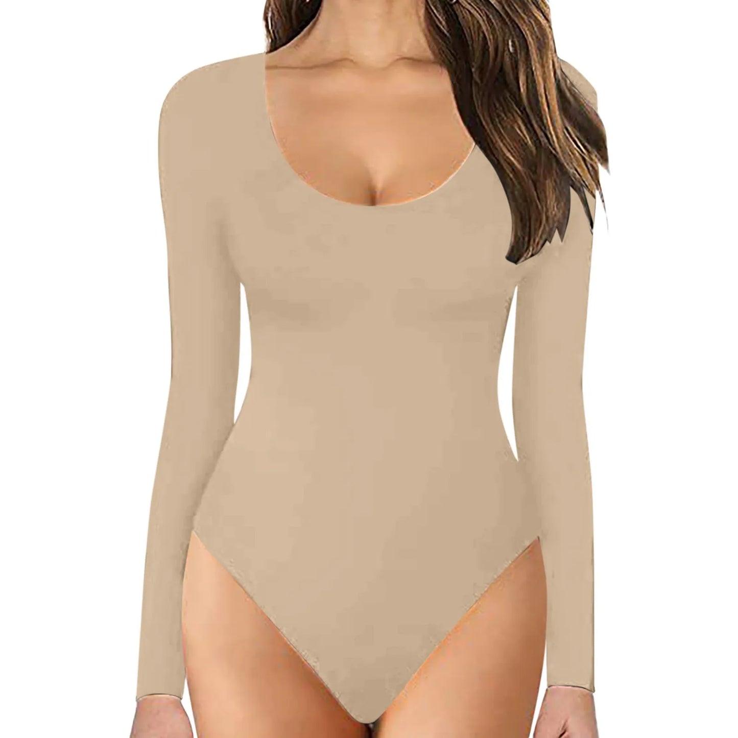 Shapewear Women's Crew Neck Long Sleeve Bodysuit Spring Autumn Comfortable Skinny Tops Sexy Solid Body Suits Jumpsuit Women Clothing