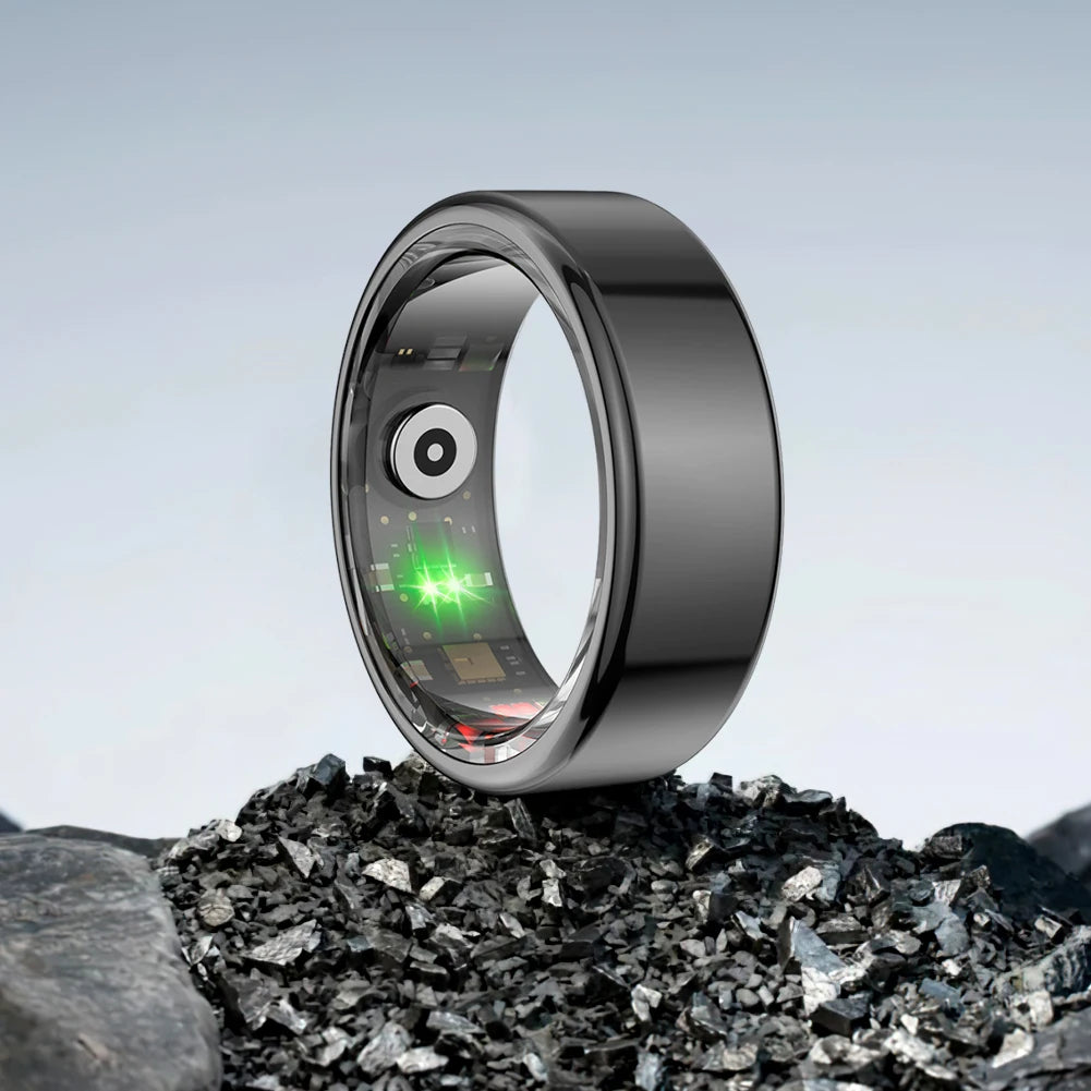 R02 Smart Ring Military Grade Titanium Steel Shell Health Monitoring IP68 & 3ATM Waterproof Multi-sport Modes for IOS Android