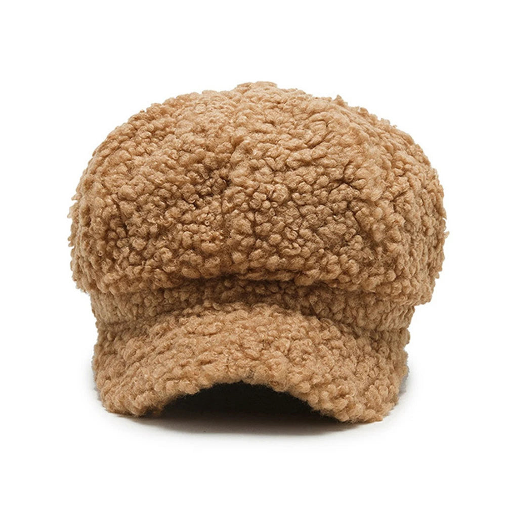 New Autumn and Winter  Lamb Hair Fashion Basin Cap Men and Women All-match Teddy Cashmere Fisherman Hat