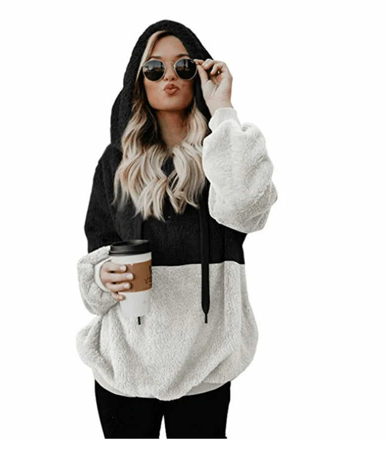 Wintertime Sherpa Fleece Hoodies For Women Fuzzy Oversized Zip Up Hoodie With Pockets Casual Pullover Hooded Sweatshirt CYXX181