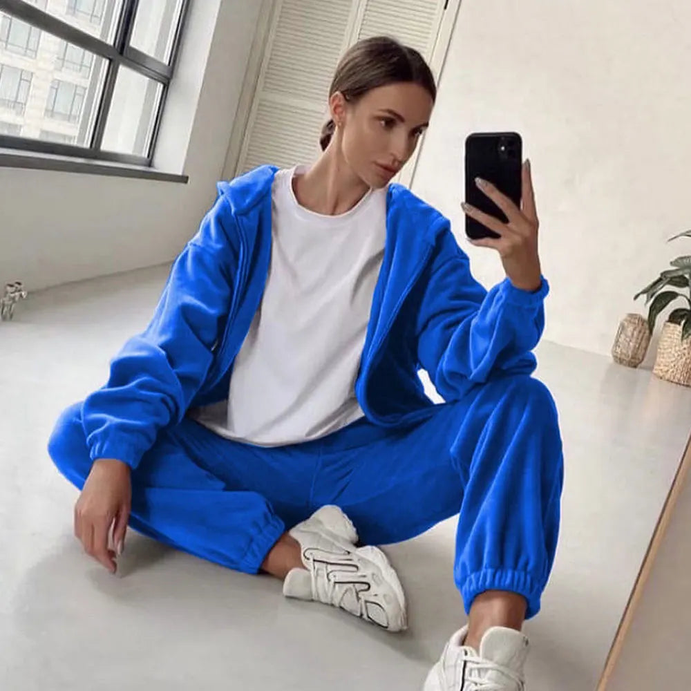 Spring 2023 Women's Brand Velvet Fabric Tracksuits Velour Hoody Track Suit Hoodies and Pants Oversized Sportswear Two Pieces Set