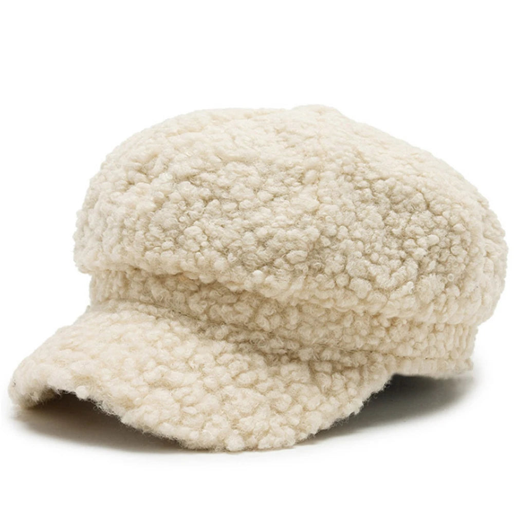 New Autumn and Winter  Lamb Hair Fashion Basin Cap Men and Women All-match Teddy Cashmere Fisherman Hat