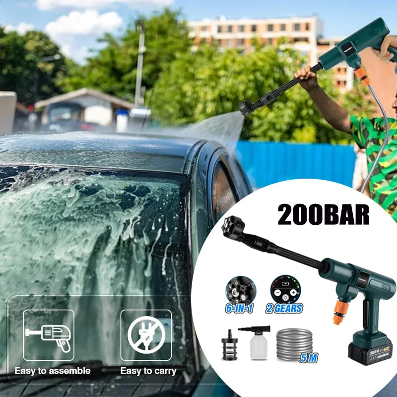 200Bar 3500W Brushless High Pressure Washer 6 IN 1 Car Wash Water Gun Foam Generator Household Garden Spray Gun Tools