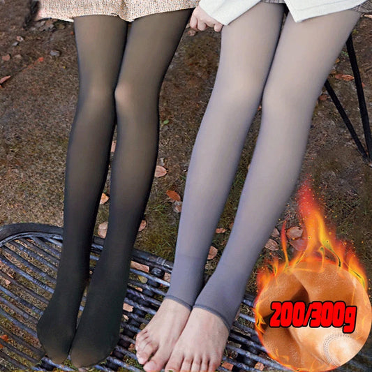 Women's Fleece Tights Ladies Leggings Fake Translucent Pantyhose Thick Fleece Panty Warm Winter Tights Thermal Stockings Woman