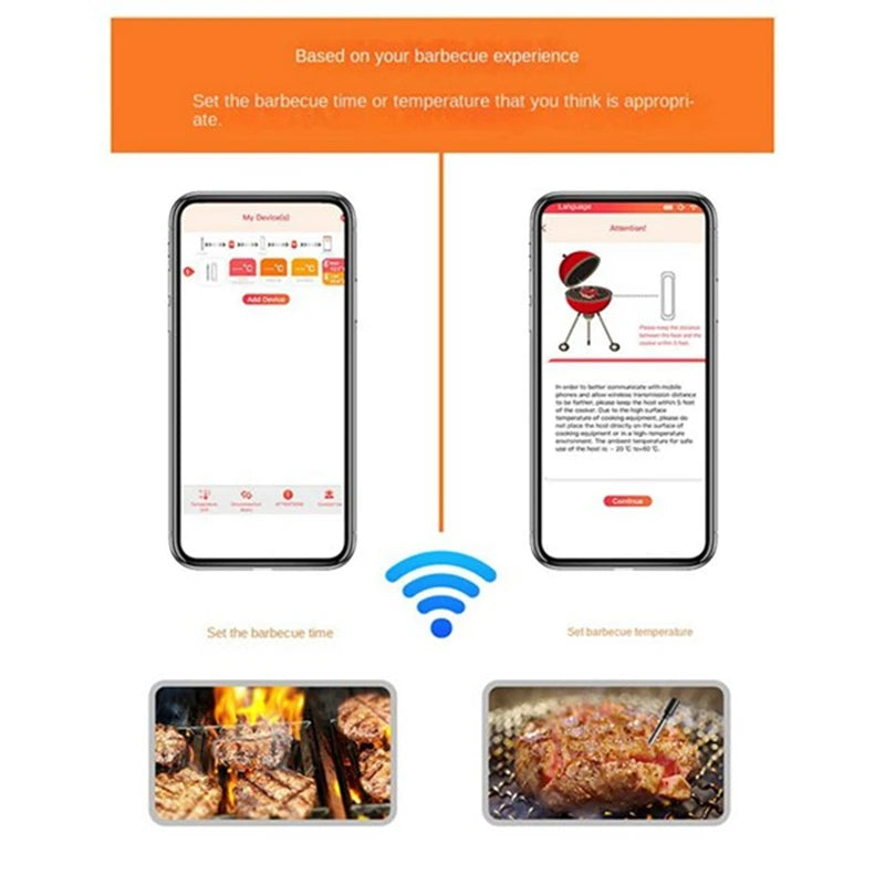 Wireless Meat Food Thermometer For Oven Grill Kitchen BBQ Bluetooth Barbecue Smoker Cooking Food Thermometer