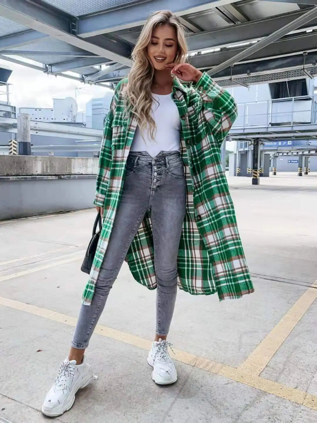 Long Plaid Shirt Coats Women Autumn Oversized Checkered Shirt Female Fashion Vintage Loose Single Breasted Long Cardigans Lady