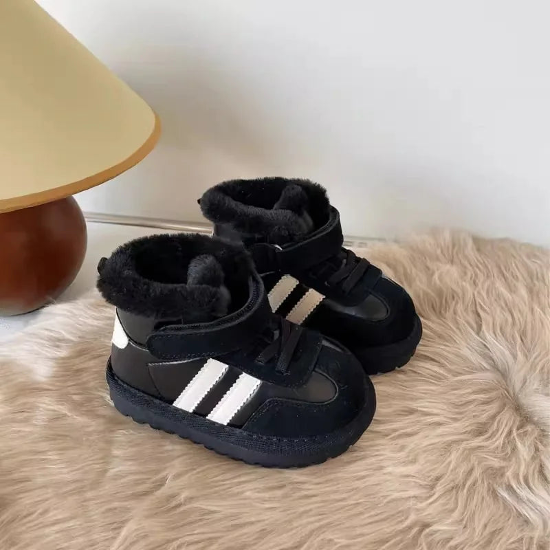 Winter Children's Baby Boots 2024 New Plush Comfortable Warm Cotton Shoes Children Anti Kick Plush Anti Slip Outdoor Snow Boots