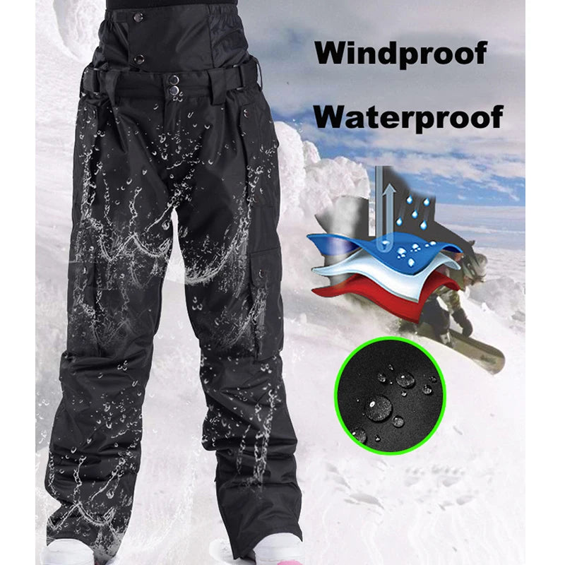 Couples Premium Ski Pants Men Women Windproof Waterproof Warm Ice Snow Trousers Winter Skiing Snowboarding Pants Outdoor Wear