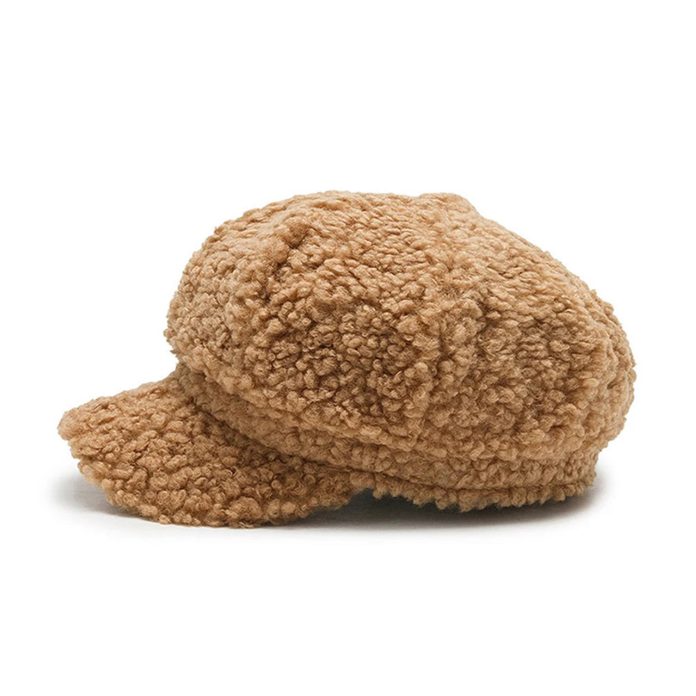 New Autumn and Winter  Lamb Hair Fashion Basin Cap Men and Women All-match Teddy Cashmere Fisherman Hat