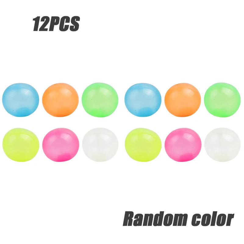 Luminous Wall Target Ball Sucker Sticky Decompression Toys Squeeze Ball For Kid Teen Adult Colorful TPR Toy Balls Color Random