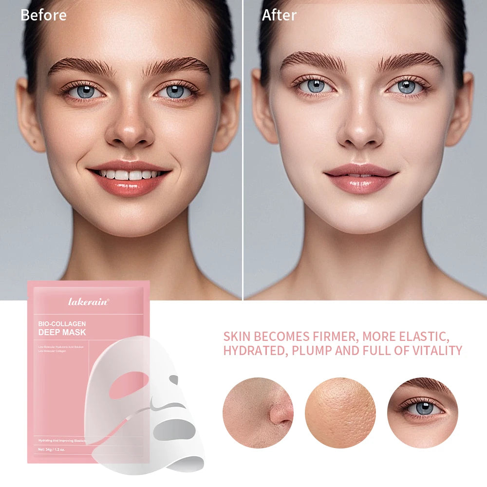 Bio-Collagen Real Deep Mask Hydrating Overnight Hydrogel Mask Pore Minimizing Radiance Firming Brighten Skin Skincare