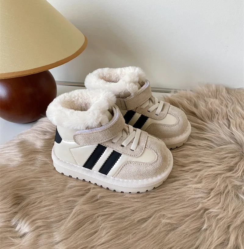 Winter Children's Baby Boots 2024 New Plush Comfortable Warm Cotton Shoes Children Anti Kick Plush Anti Slip Outdoor Snow Boots