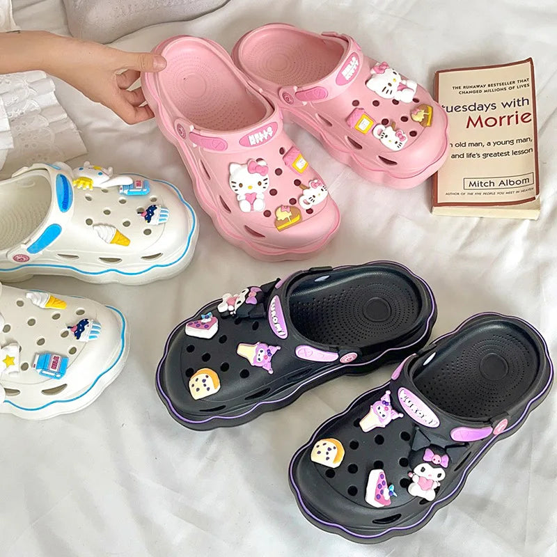 Sanrio Slippers Hello Kitty Cinnamoroll Kuromi Kawaii Summer Anti Slip Soft Slippers Outdoor Babouche Boys and Girls Holiday Gif