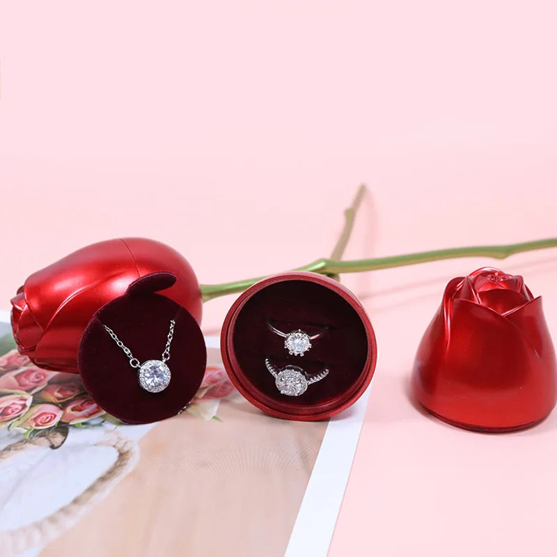 Heart Necklaces With Creative Rose Gift Box For Women Girlfriend 2024 Valentine Day Present Fashion Wedding Romantic Jewelry