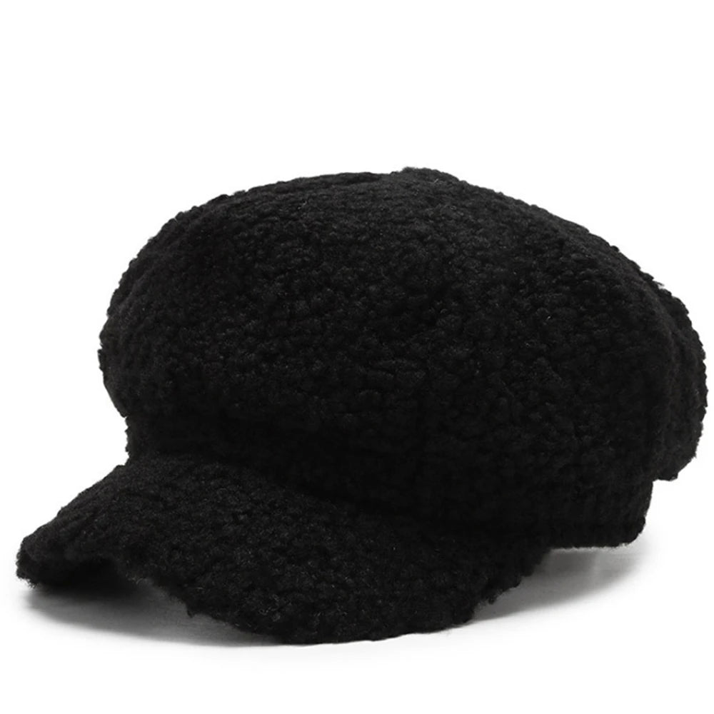 New Autumn and Winter  Lamb Hair Fashion Basin Cap Men and Women All-match Teddy Cashmere Fisherman Hat