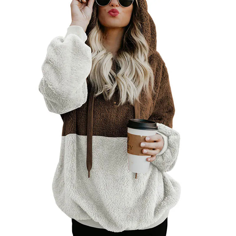 Wintertime Sherpa Fleece Hoodies For Women Fuzzy Oversized Zip Up Hoodie With Pockets Casual Pullover Hooded Sweatshirt CYXX181