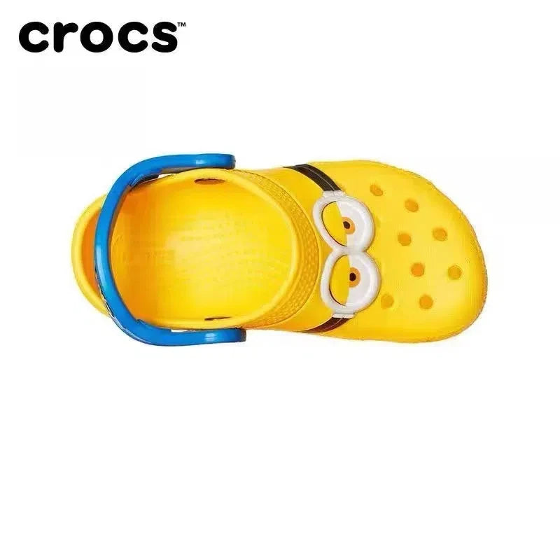 Original Crocs x Minions Kawaii Cartoon Cute Girls Boys Sandals Children Slippers Hole Shoes Non-Slip Beach Home Shoes Gift