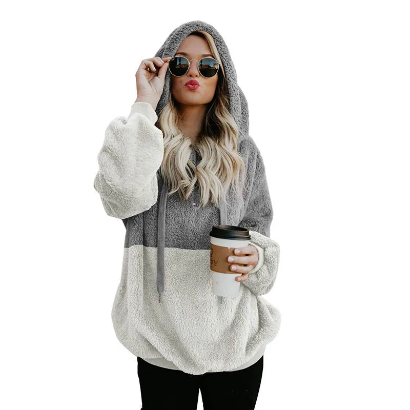 Wintertime Sherpa Fleece Hoodies For Women Fuzzy Oversized Zip Up Hoodie With Pockets Casual Pullover Hooded Sweatshirt CYXX181