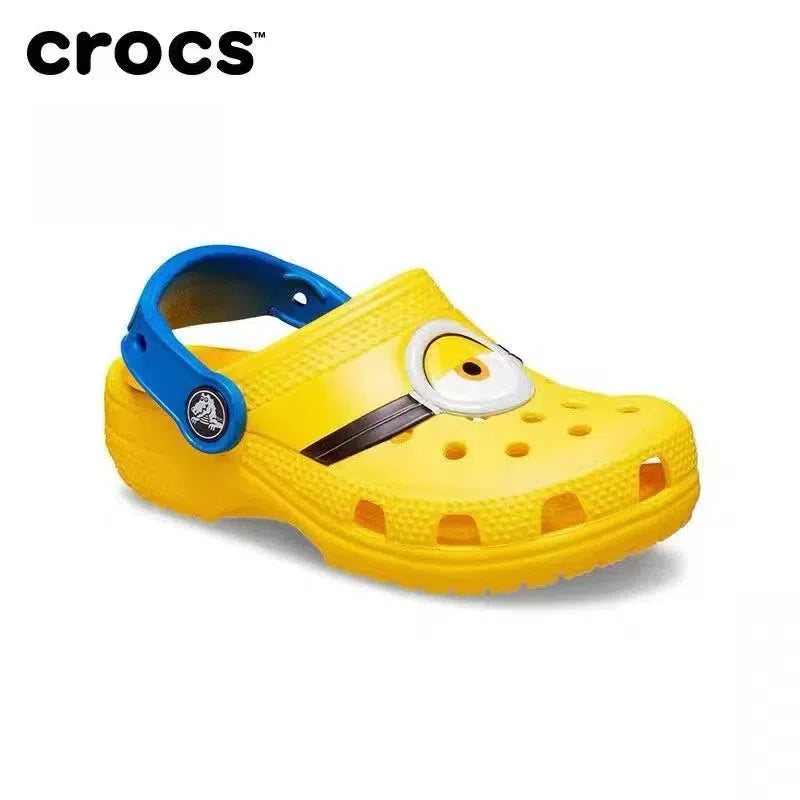 Original Crocs x Minions Kawaii Cartoon Cute Girls Boys Sandals Children Slippers Hole Shoes Non-Slip Beach Home Shoes Gift