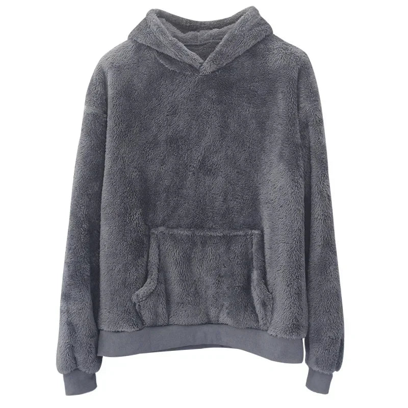 Warm Fluffy Hoodies Winter Double-sided Velvet Homewear Hooded Sweater Men's Lamb Wool Winter Jumper Pullover Casual Sweatshirts