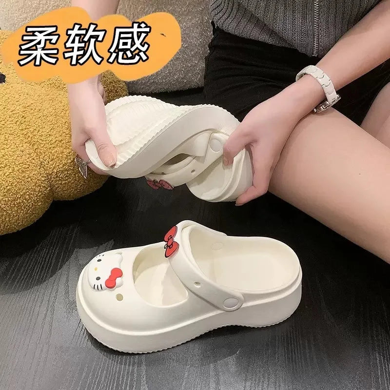 Hello Kitty Slippers Are Cute For Women Cave Shoes Are Anti Slip And Odor Proof Baotou Sandals For Summer Can Be Worn Externally