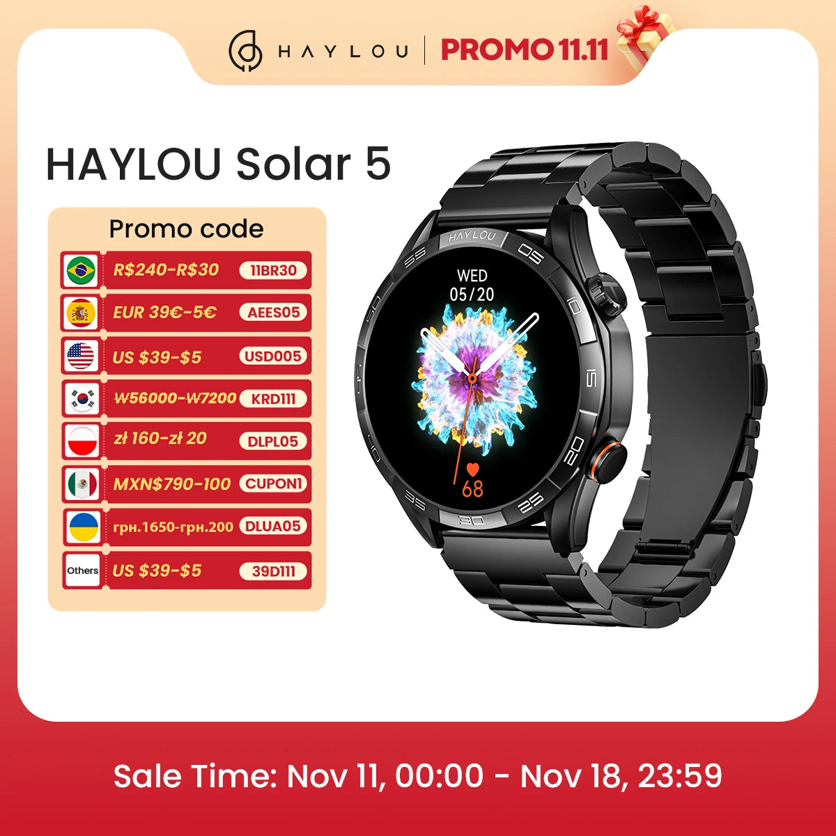 AuraSync - Solar 5 Voice Calling - Smart Watch