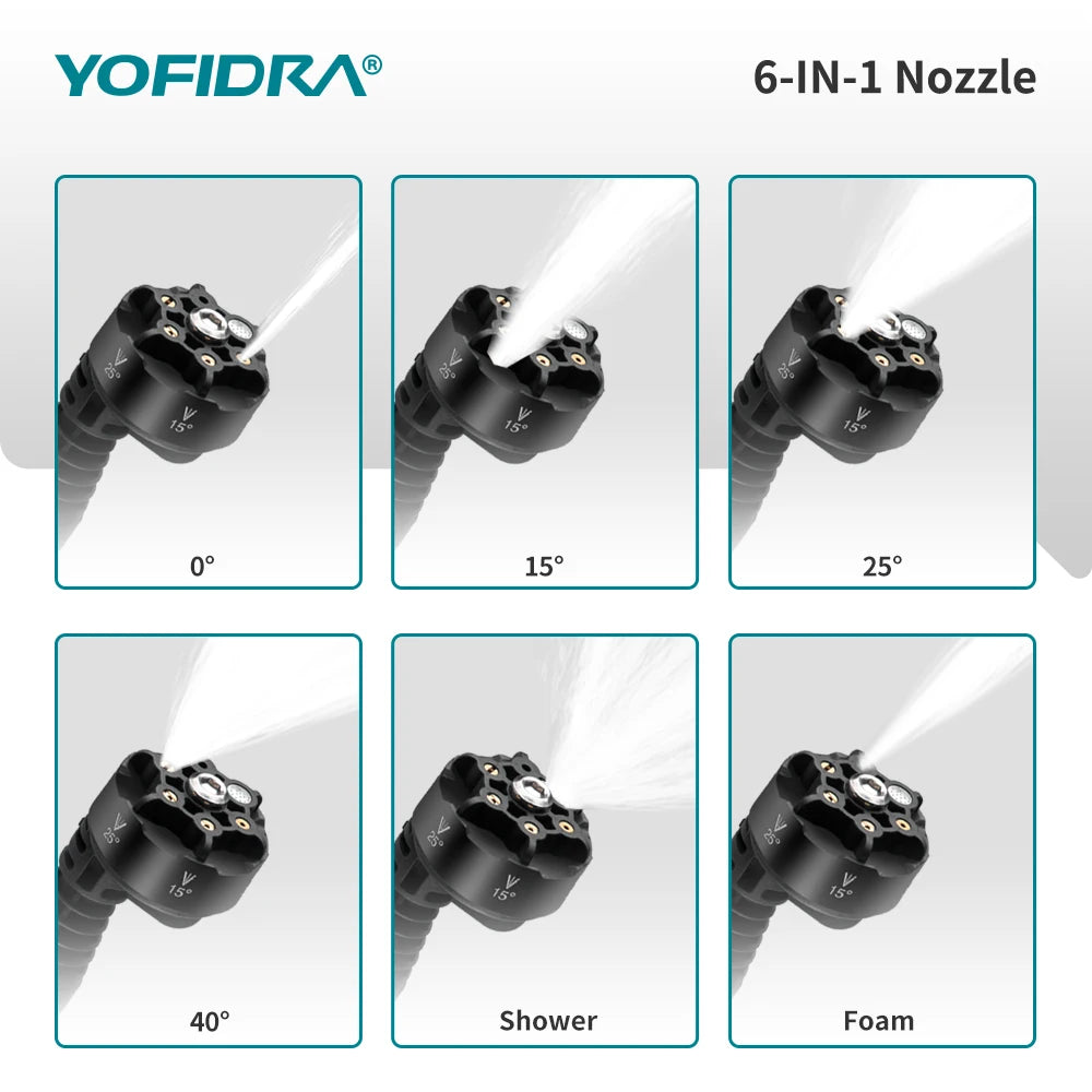 YOFIDRA 200Bar 3500W Brushless Car Water Gun 6 IN 1 High Pressure Electric Washing Cleaning Spray Gun For Makita 18V Battery