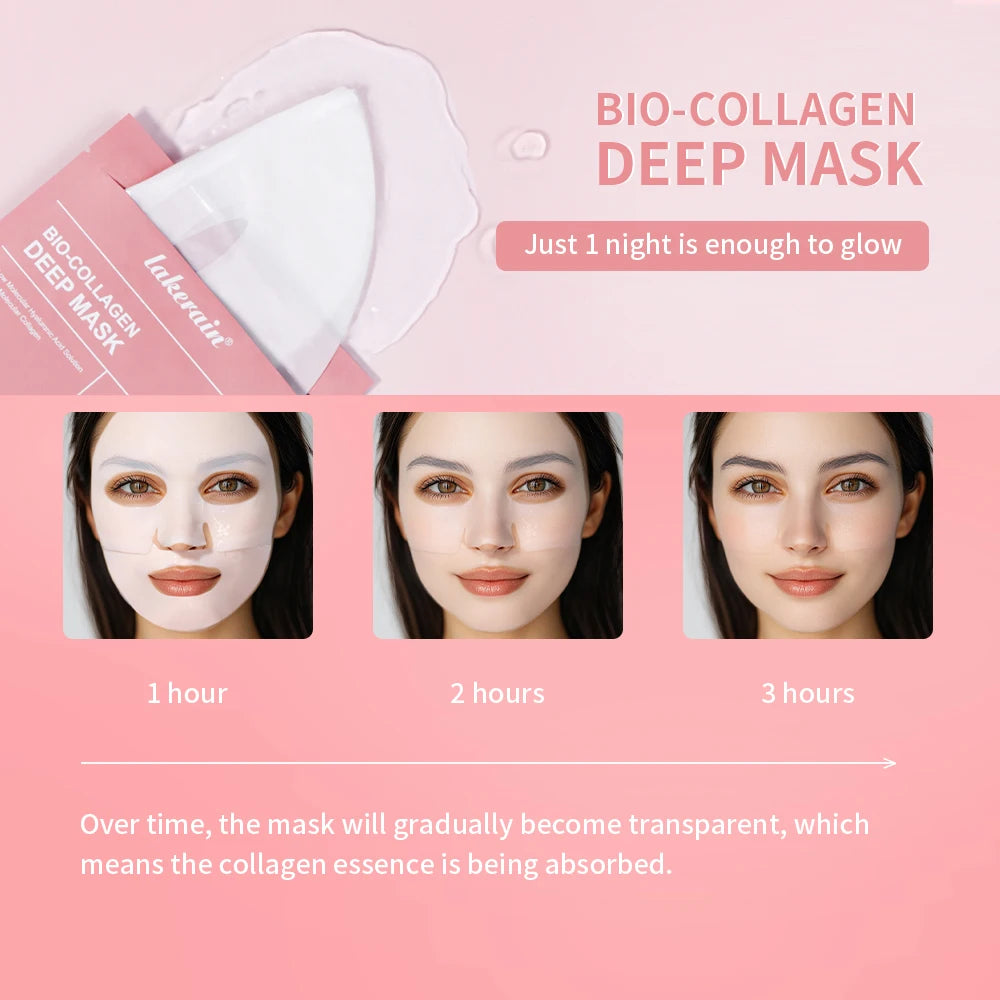 Bio-Collagen Real Deep Mask Hydrating Overnight Hydrogel Mask Pore Minimizing Radiance Firming Brighten Skin Skincare