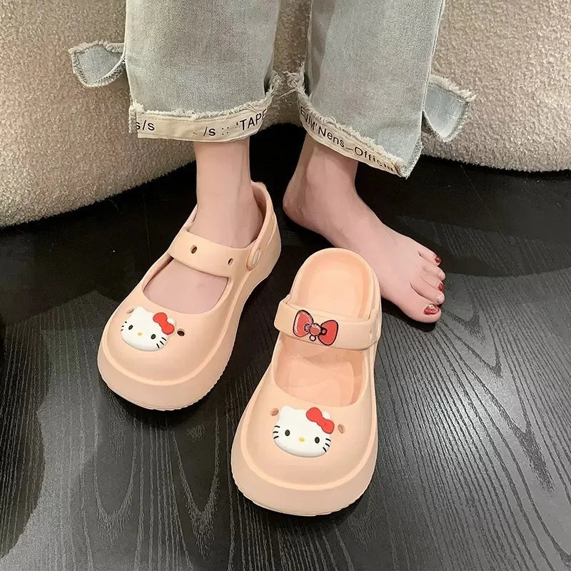 Hello Kitty Slippers Are Cute For Women Cave Shoes Are Anti Slip And Odor Proof Baotou Sandals For Summer Can Be Worn Externally