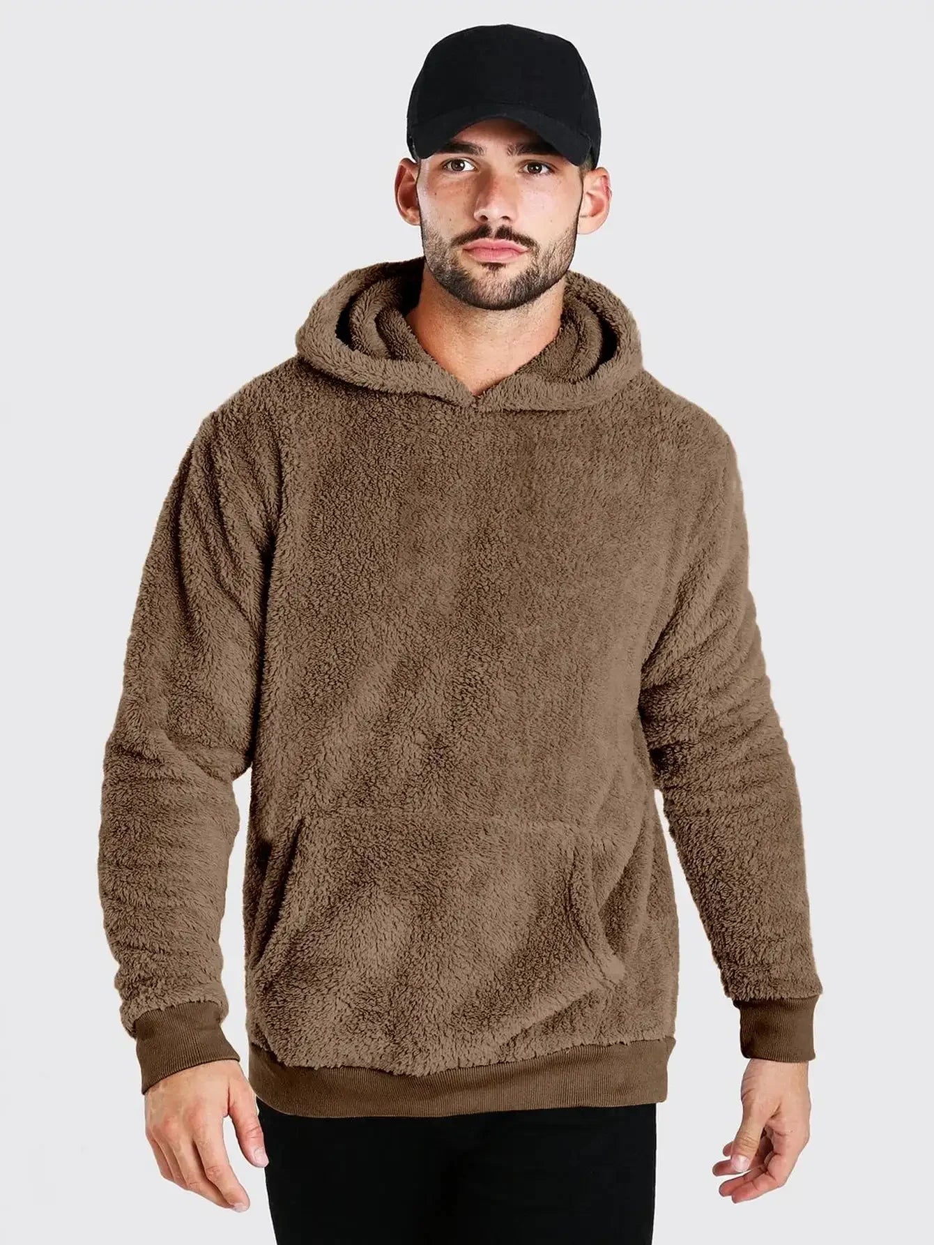 Warm Fluffy Hoodies Winter Double-sided Velvet Homewear Hooded Sweater Men's Lamb Wool Winter Jumper Pullover Casual Sweatshirts