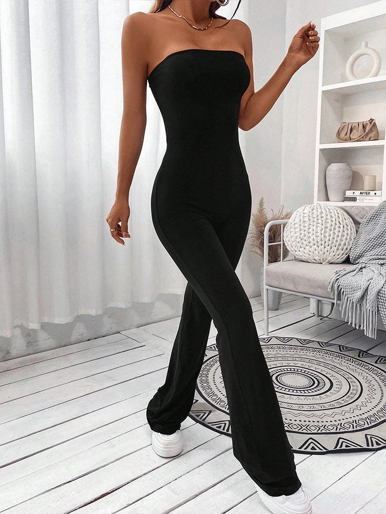 2024 Summer New Women's Bustier Jumpsuit Slimming Hip Lifting Drawstring Jumpsuit Black Sexy Hottie Jumpsuit