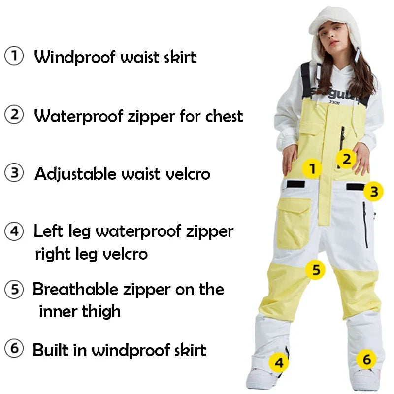 Jumpsuits 2025 New Ski Pant Men Waterproof Windproof Snowboard Wear Thermal Warm Women Snow Pants Winter Outdoor Skiing Trousers