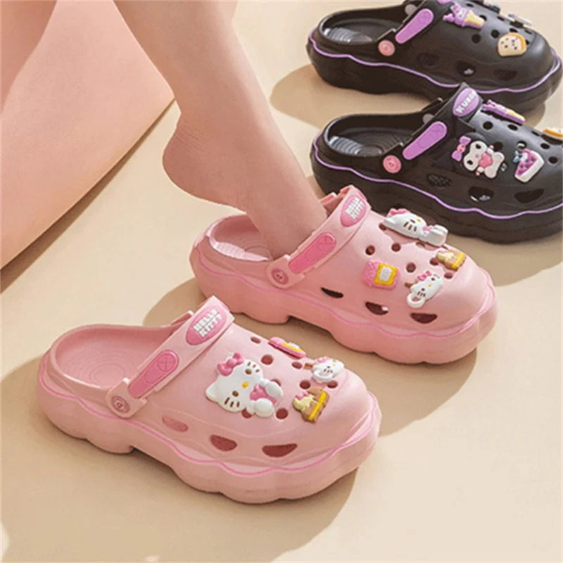 Sanrio Slippers Hello Kitty Cinnamoroll Kuromi Kawaii Summer Anti Slip Soft Slippers Outdoor Babouche Boys and Girls Holiday Gif